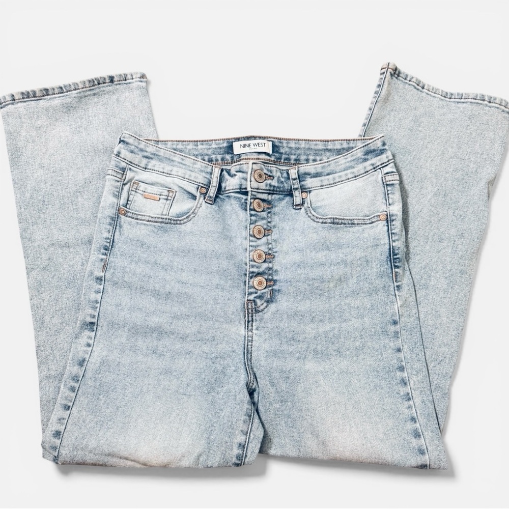 Nine West High-Rise Light Blue Button-Fly Jeans Womens size 8